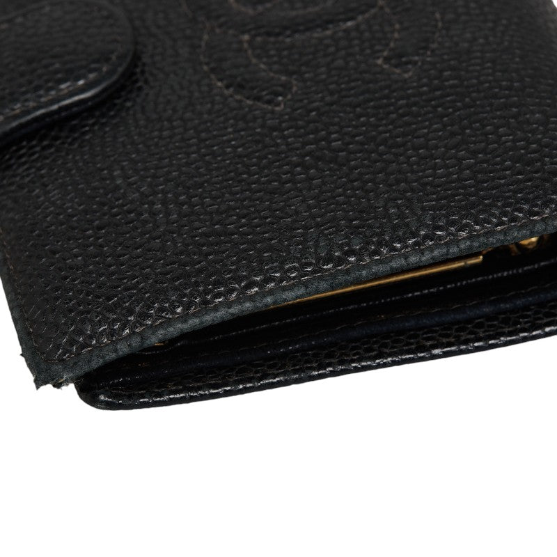 Top Quality Chanel Double Folded Wallet Caviar Skin/Leather Black Lady Caviar