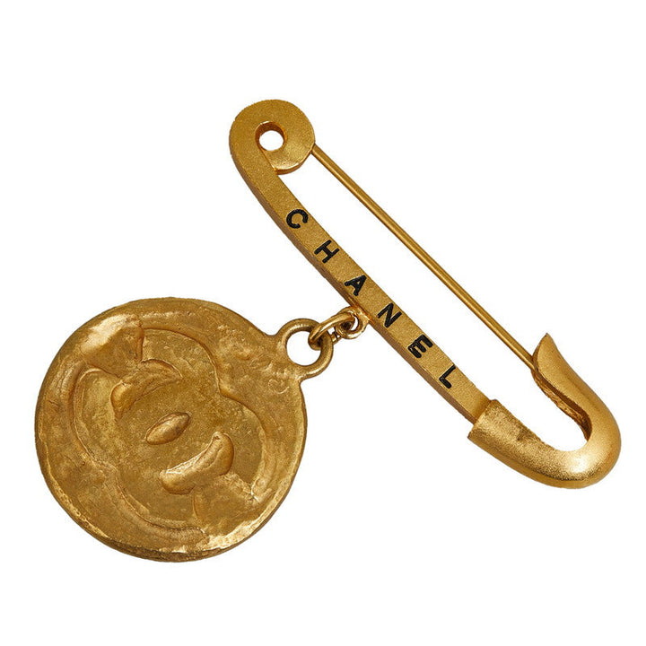 Top Quality Chanel Vintage Logo Cocomark Coin Brochure Gold   Chanel