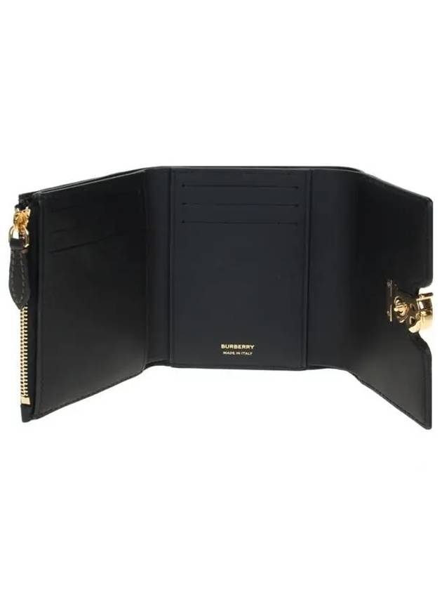 Burberry Monogram Motif Grainy Leather Folding Wallet Black
