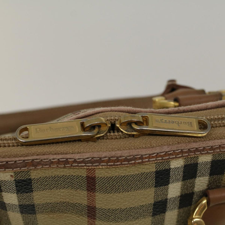 BurberrySs Nova Check Hand Bag PVC Leather 2way Beige Black Auth 58089