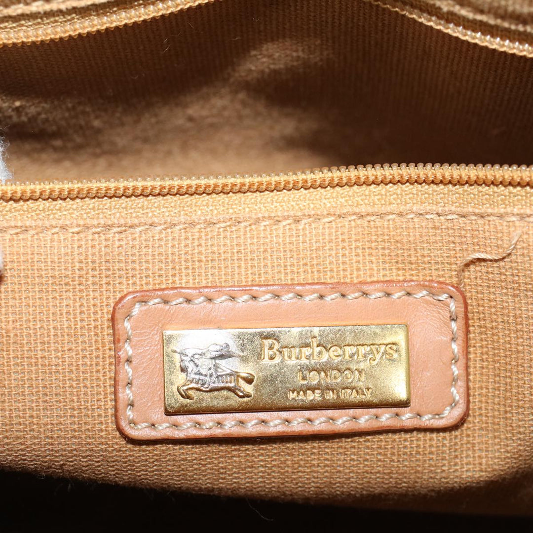 BurberrySs Nova Check Hand Bag PVC Leather 2way Beige Black Auth 58089
