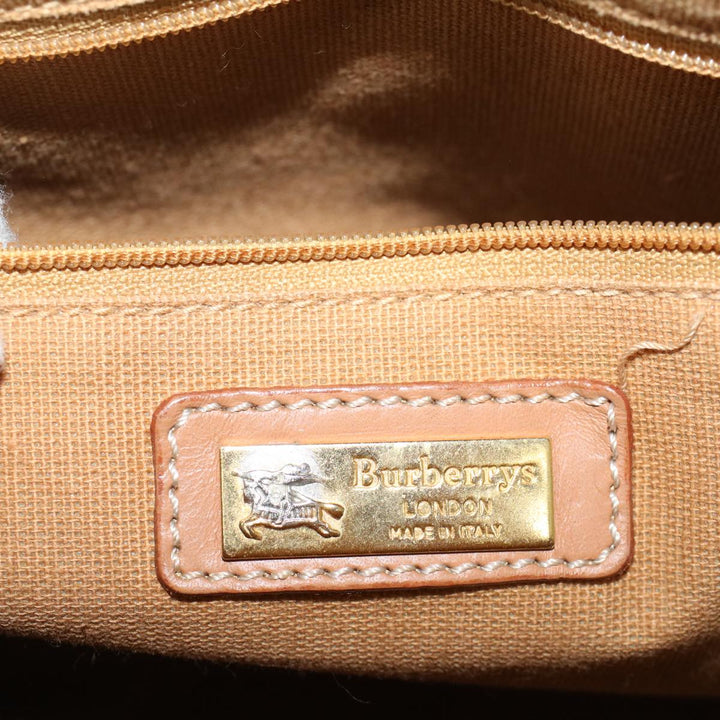 BurberrySs Nova Check Hand Bag PVC Leather 2way Beige Black Auth 58089