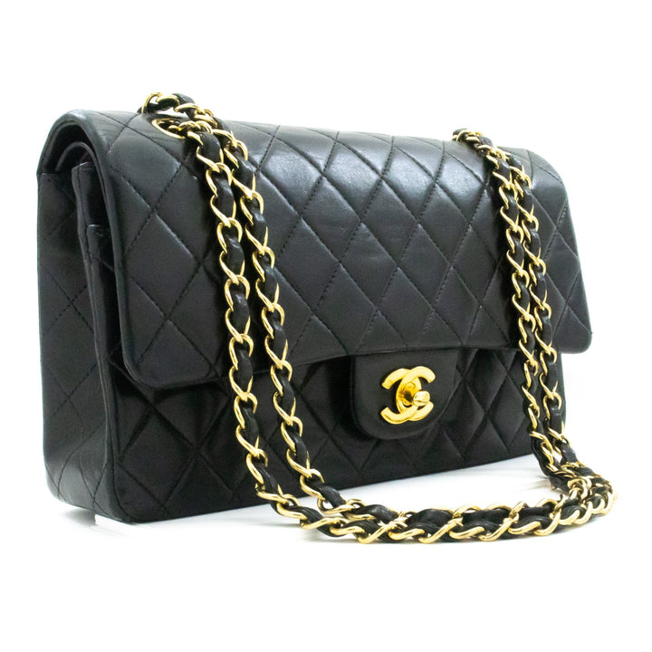 Top Quality Chanel Classic Double New Medium Chain Shoulder Bag Black Lamb