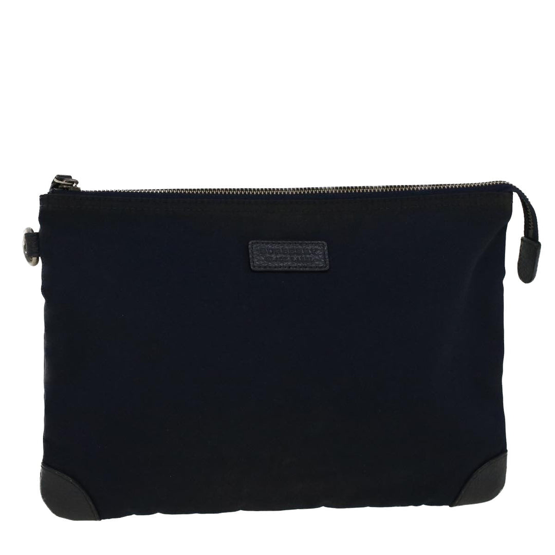 Burberry Black label Clutch Bag Nylon Leather Navy Auth 58127