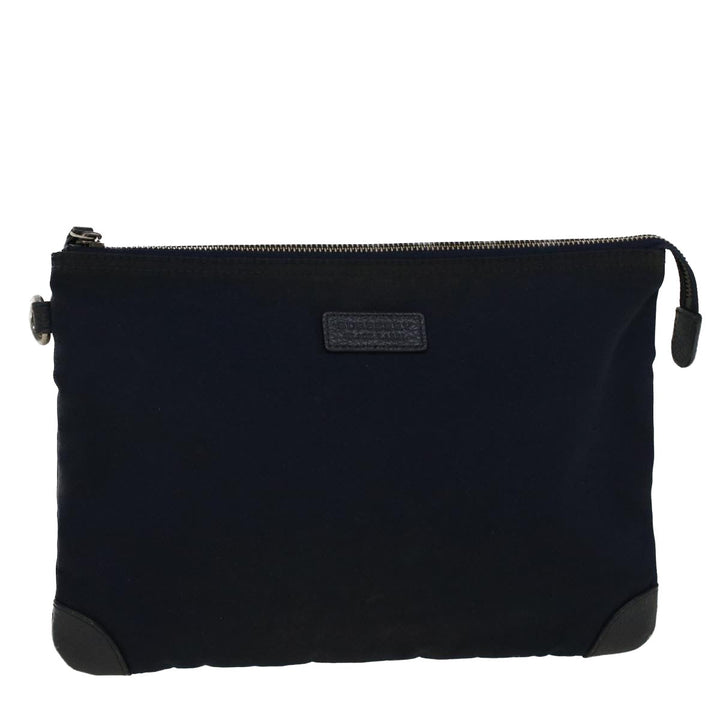 Burberry Black label Clutch Bag Nylon Leather Navy Auth 58127