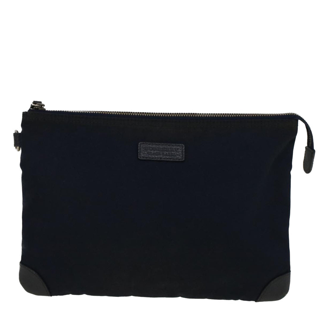 Burberry Black label Clutch Bag Nylon Leather Navy Auth 58127