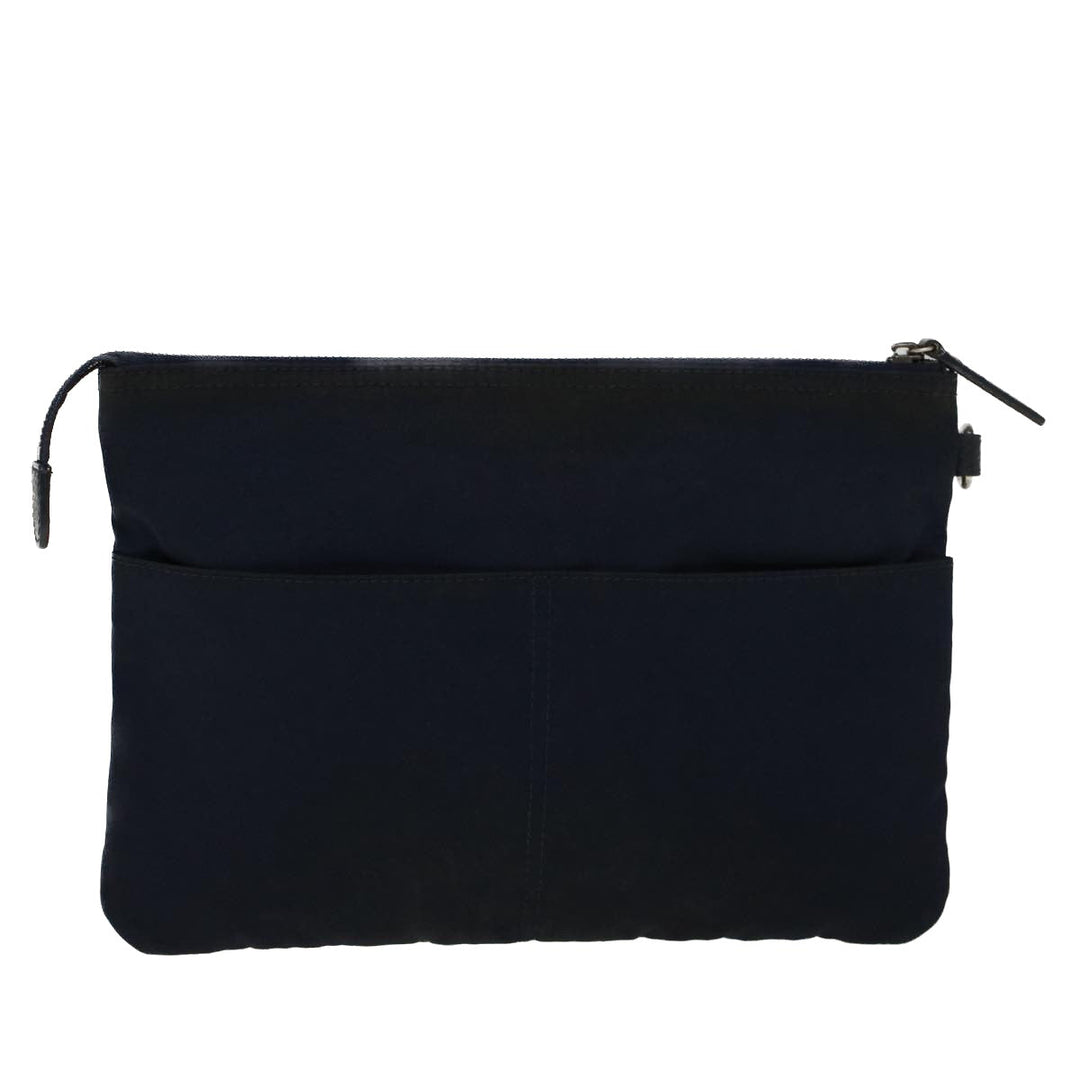 Burberry Black label Clutch Bag Nylon Leather Navy Auth 58127