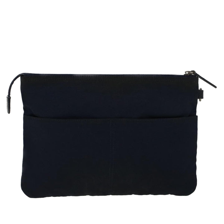 Burberry Black label Clutch Bag Nylon Leather Navy Auth 58127
