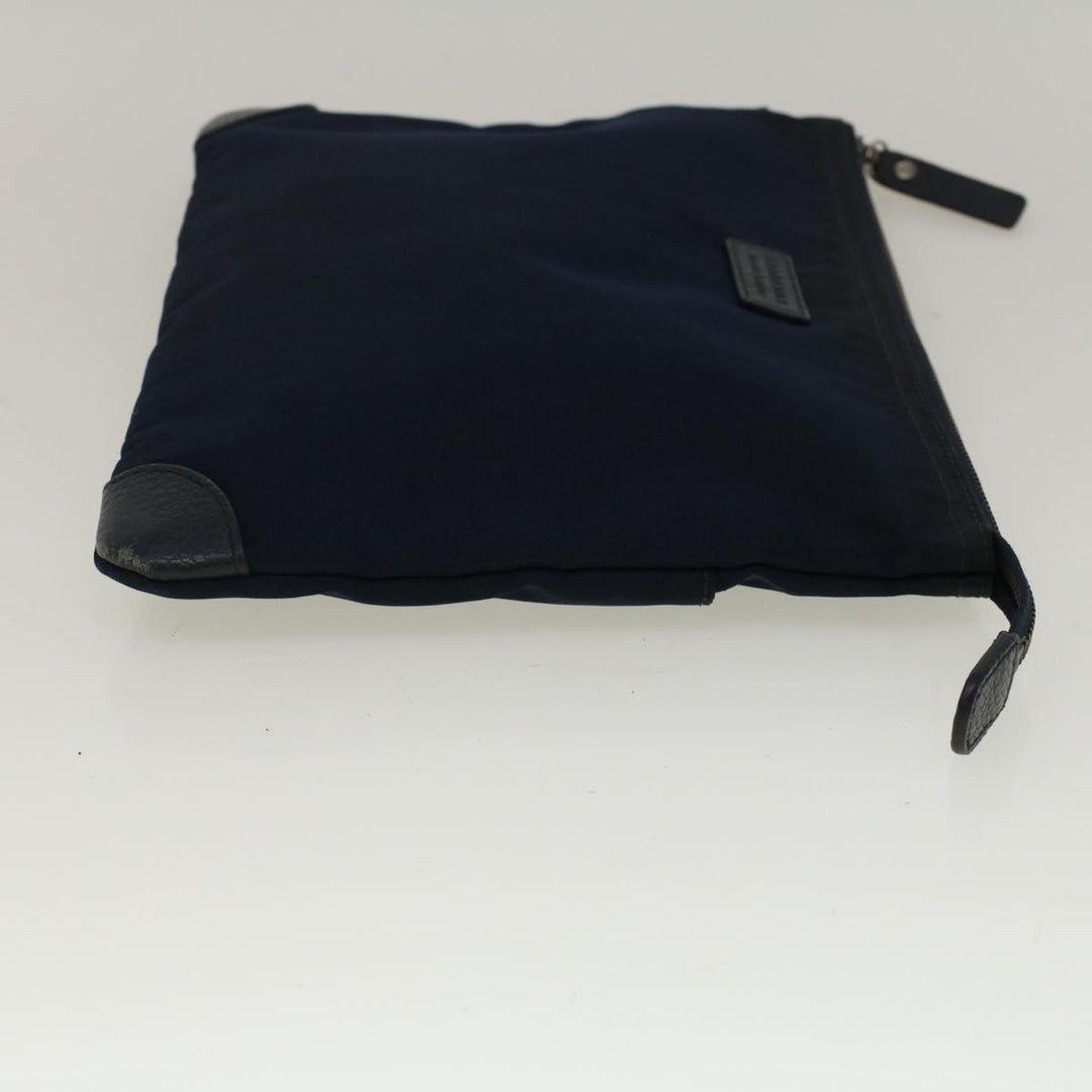 Burberry Black label Clutch Bag Nylon Leather Navy Auth 58127