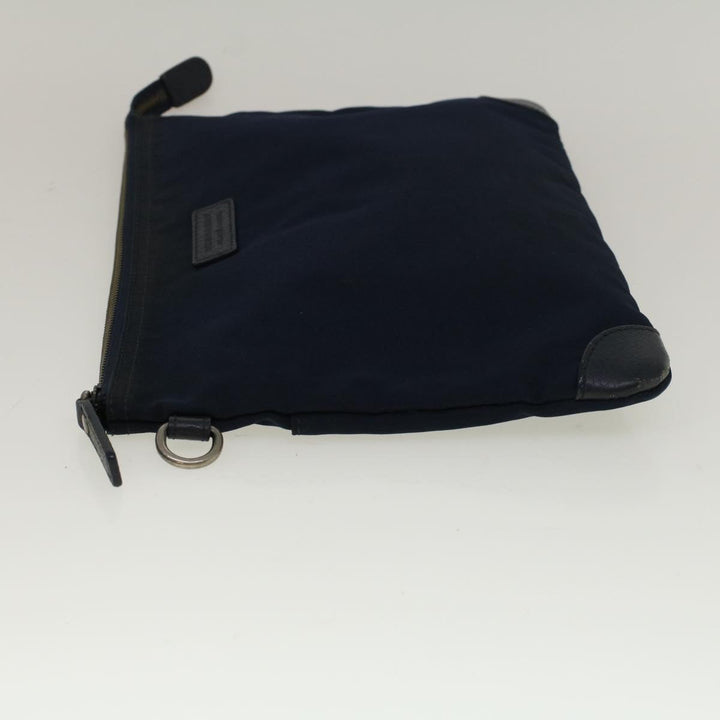 Burberry Black label Clutch Bag Nylon Leather Navy Auth 58127