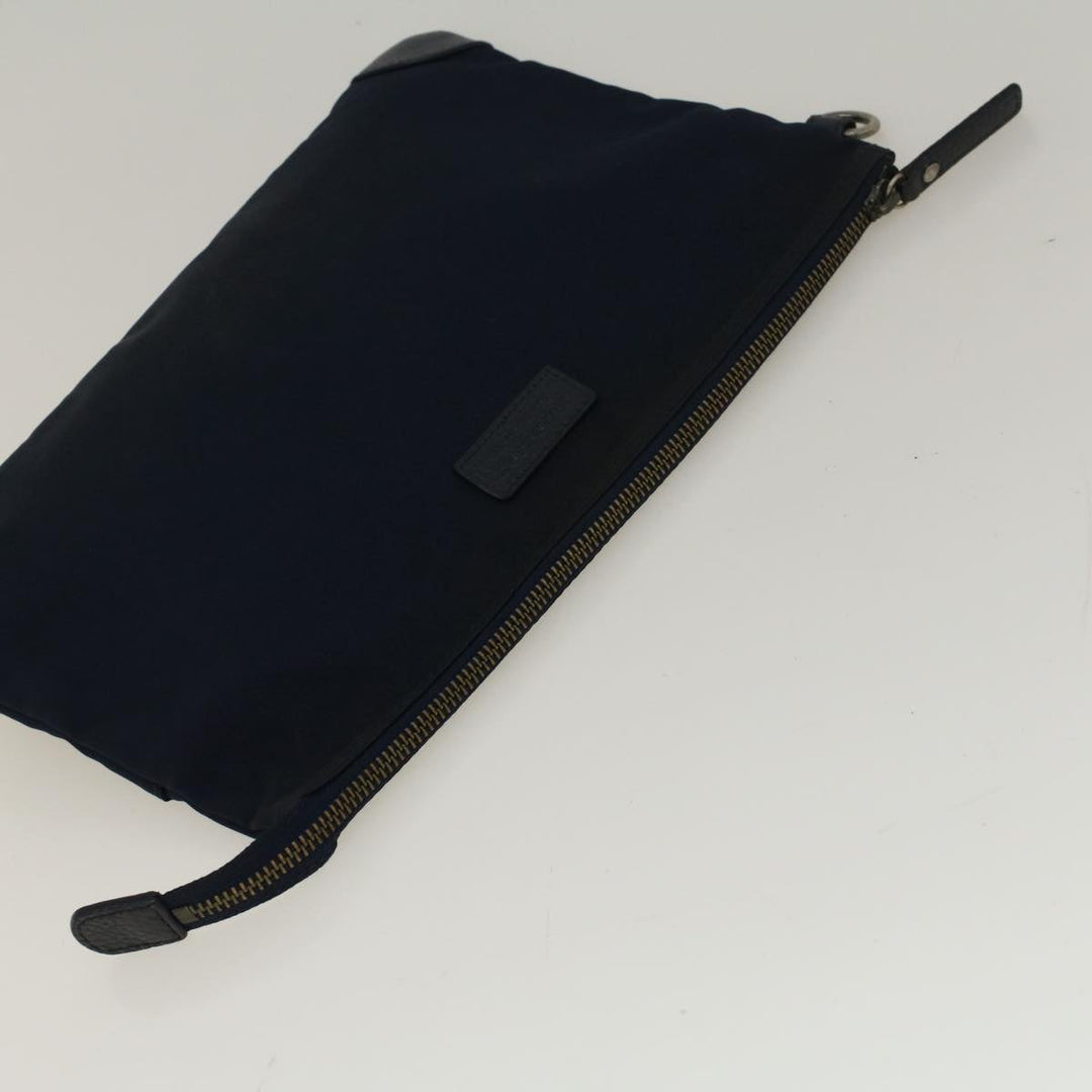 Burberry Black label Clutch Bag Nylon Leather Navy Auth 58127