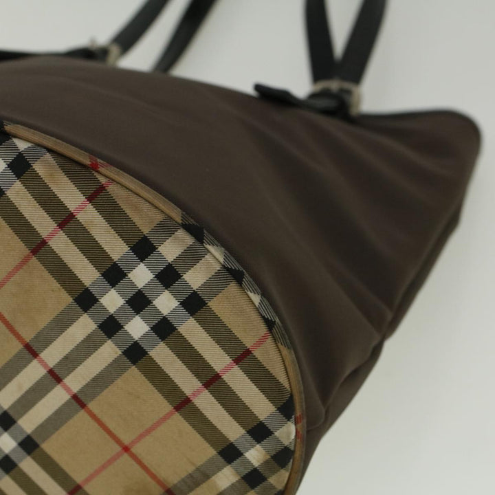 BURBERRYSs Blue Label Tote Bag Nylon Brown Auth 58200