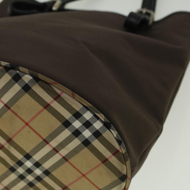 BURBERRYSs Blue Label Tote Bag Nylon Brown Auth 58200