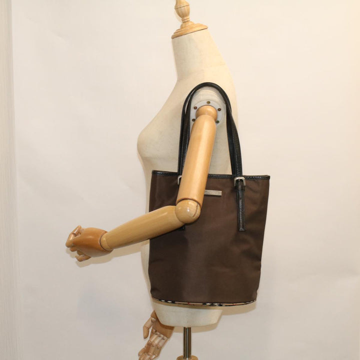 BURBERRYSs Blue Label Tote Bag Nylon Brown Auth 58200