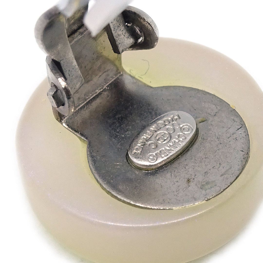 Top Quality Chanel Button Earrings White Clip-On 00C
