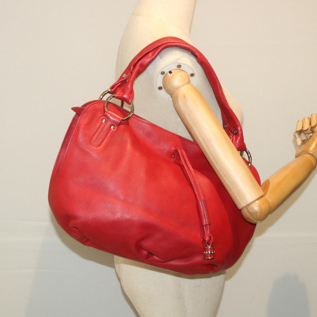 Celine Shoulder Bag Leather Red  58409