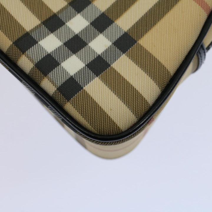 Burberry Nova Check Hand Bag PVC Leather Beige Auth 58512