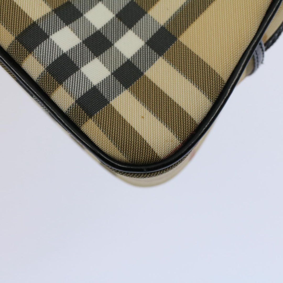 Burberry Nova Check Hand Bag PVC Leather Beige Auth 58512