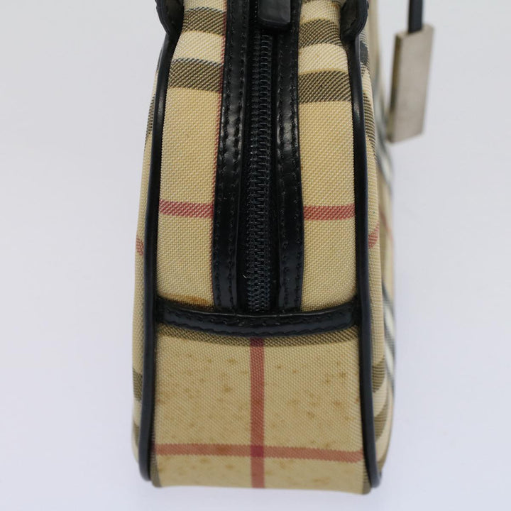 Burberry Nova Check Hand Bag PVC Leather Beige Auth 58512