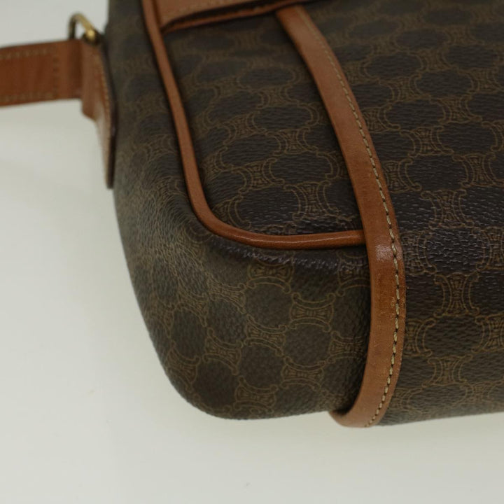 Celine Macadam Canvas Shoulder Bag PVC Leather Brown  58514