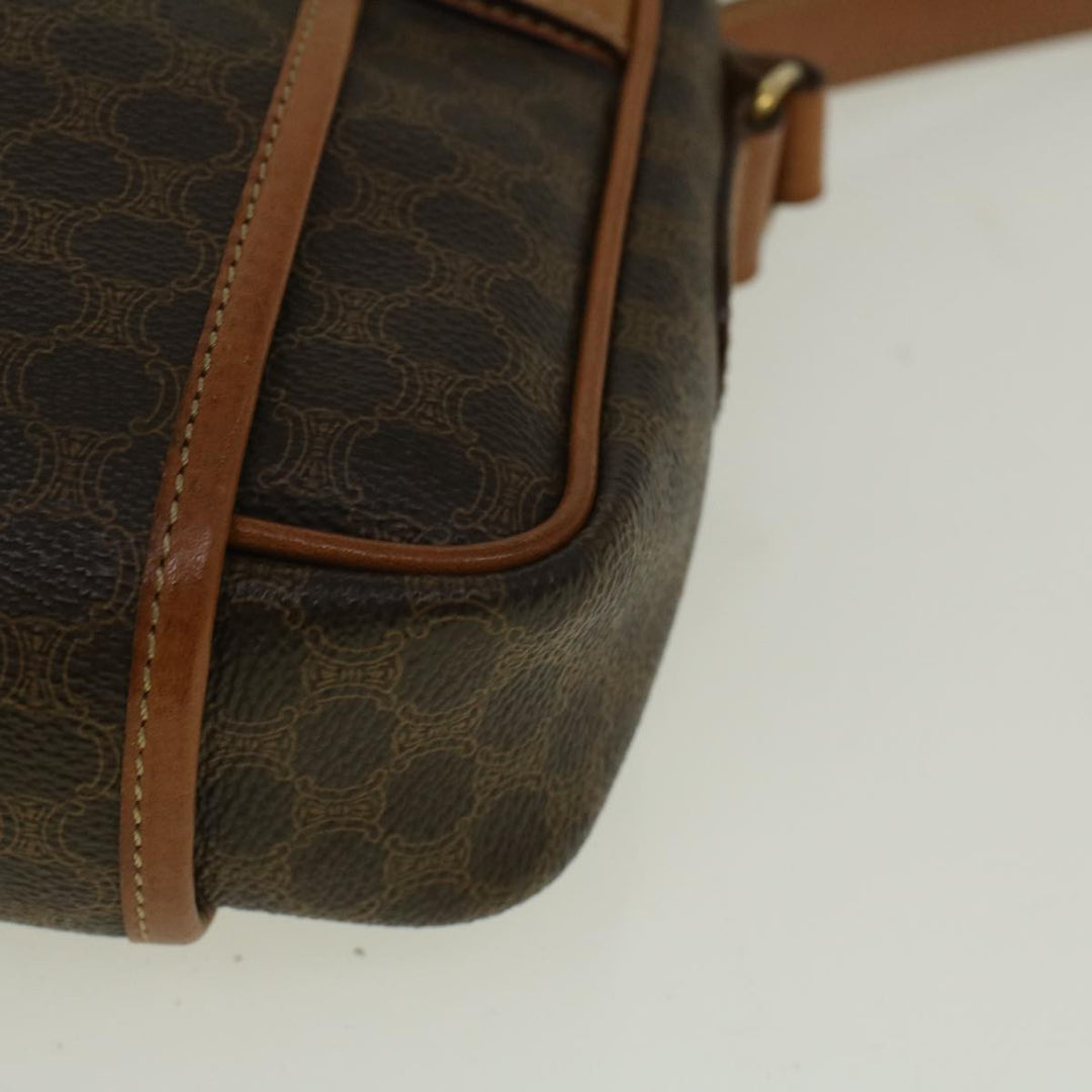 Celine Macadam Canvas Shoulder Bag PVC Leather Brown  58514