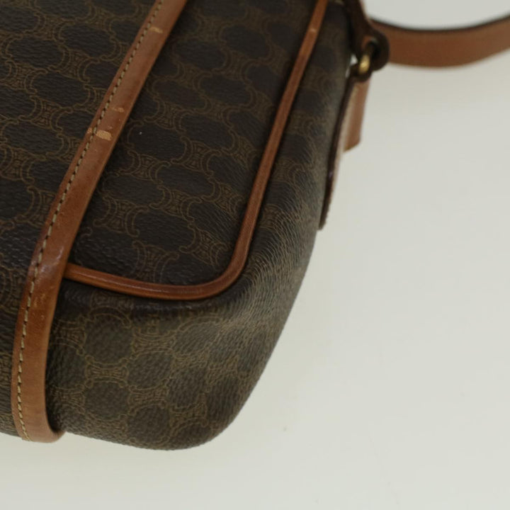 Celine Macadam Canvas Shoulder Bag PVC Leather Brown  58514
