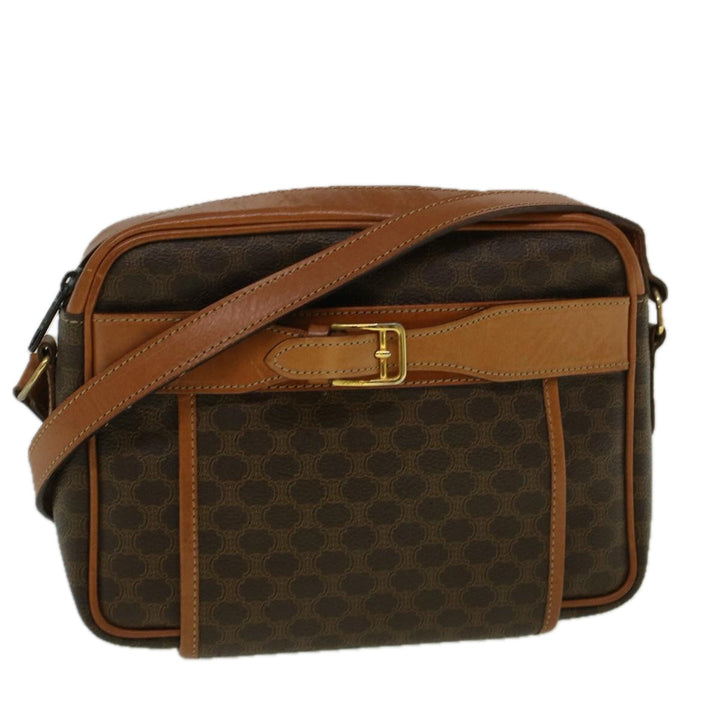 Celine Macadam Canvas Shoulder Bag PVC Leather Brown  58514