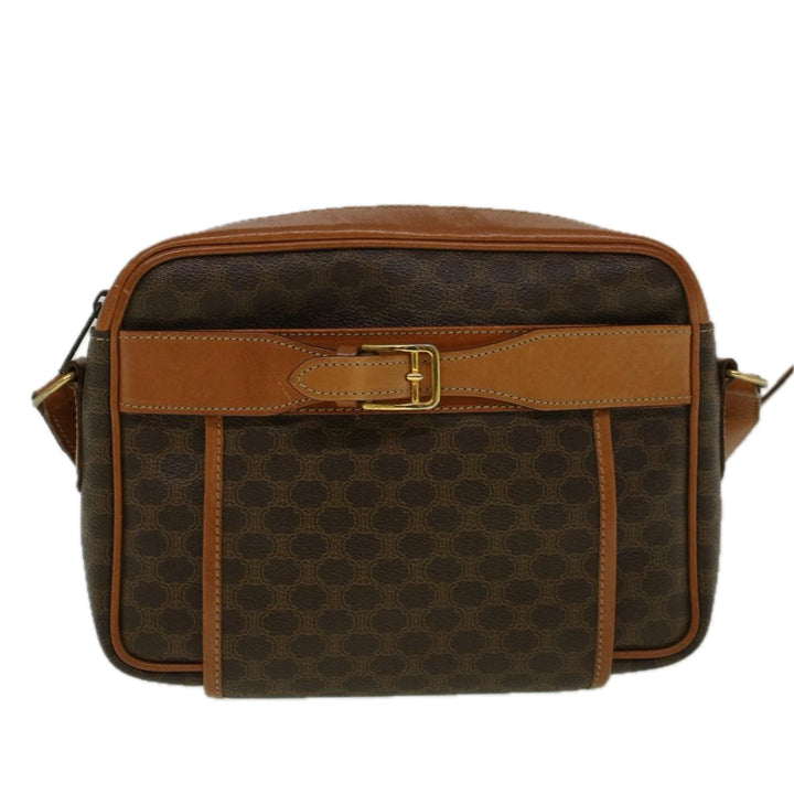 Celine Macadam Canvas Shoulder Bag PVC Leather Brown  58514