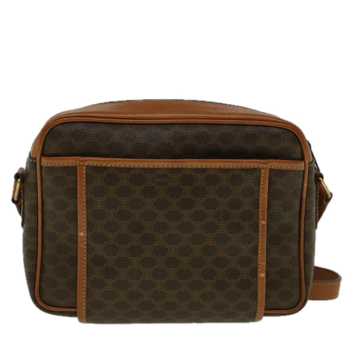 Celine Macadam Canvas Shoulder Bag PVC Leather Brown  58514