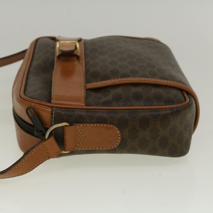 Celine Macadam Canvas Shoulder Bag PVC Leather Brown  58514