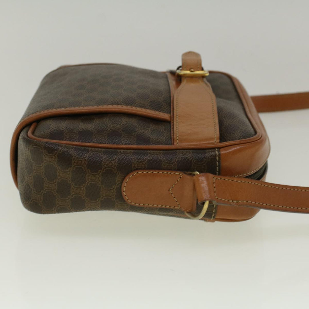 Celine Macadam Canvas Shoulder Bag PVC Leather Brown  58514