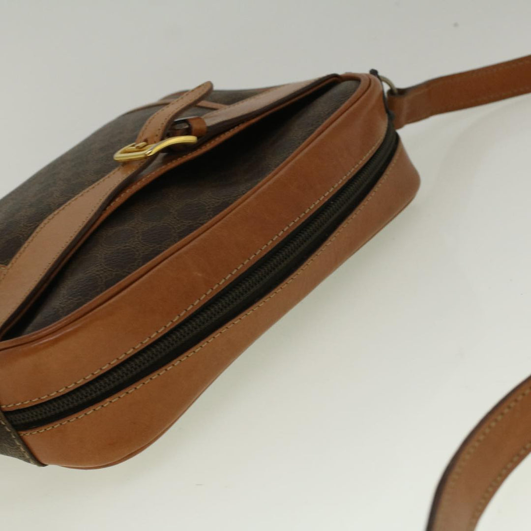 Celine Macadam Canvas Shoulder Bag PVC Leather Brown  58514