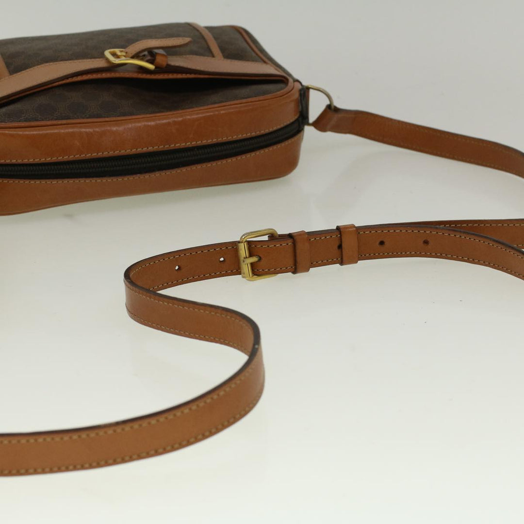 Celine Macadam Canvas Shoulder Bag PVC Leather Brown  58514