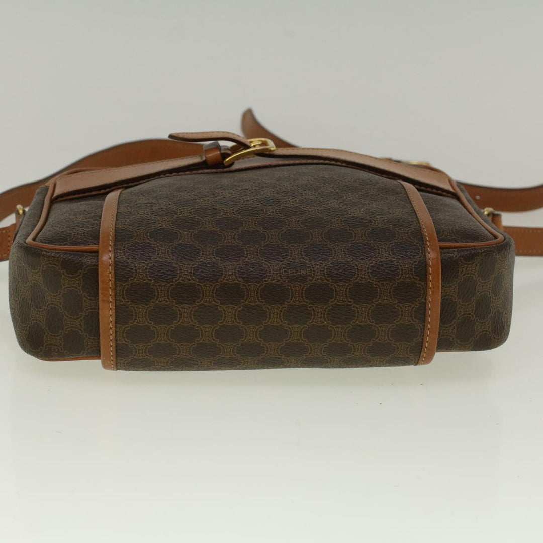 Celine Macadam Canvas Shoulder Bag PVC Leather Brown  58514