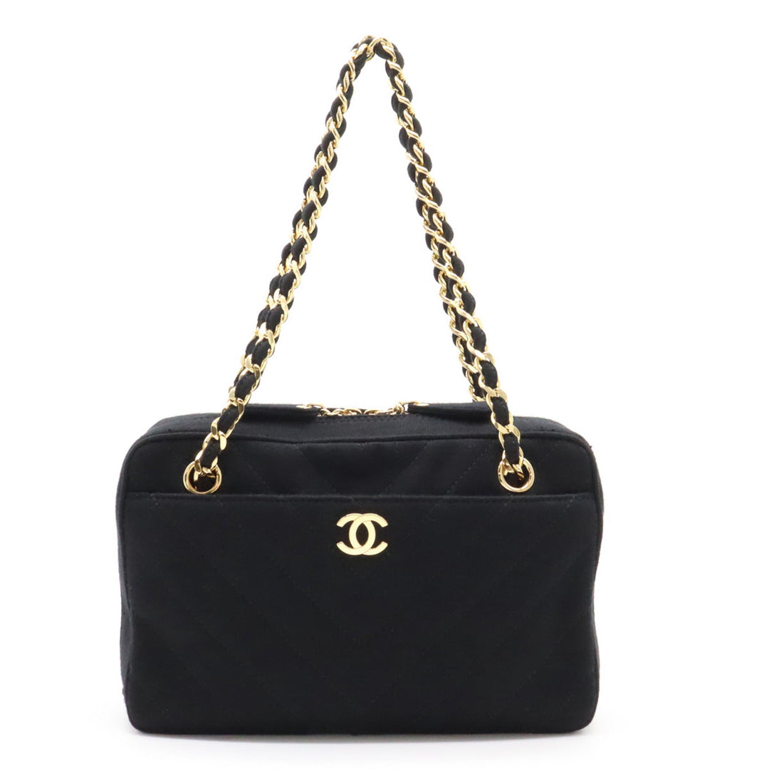 Top Quality Chanel Top Quality Chanel V Stick Coco Mark Chain Shoulder Tortoise Shoulder Cotton Jacket Black Black With Black Cotton Jacket