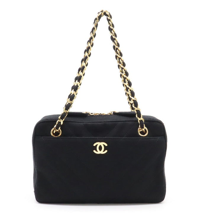 Top Quality Chanel Top Quality Chanel V Stick Coco Mark Chain Shoulder Tortoise Shoulder Cotton Jacket Black Black With Black Cotton Jacket