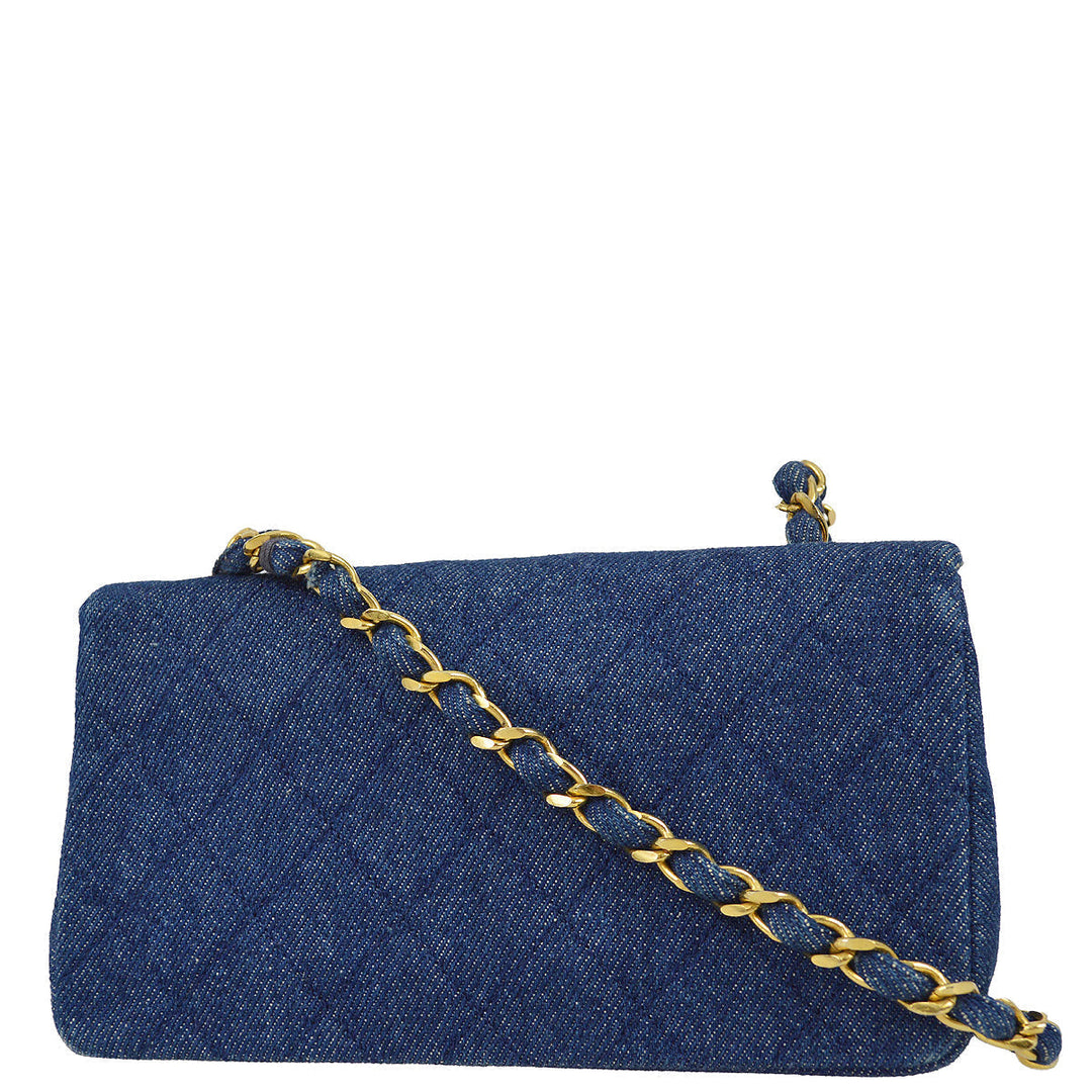 Top Quality Chanel * 1989-1999 Denim Turnlock Mini Full Flap Bag