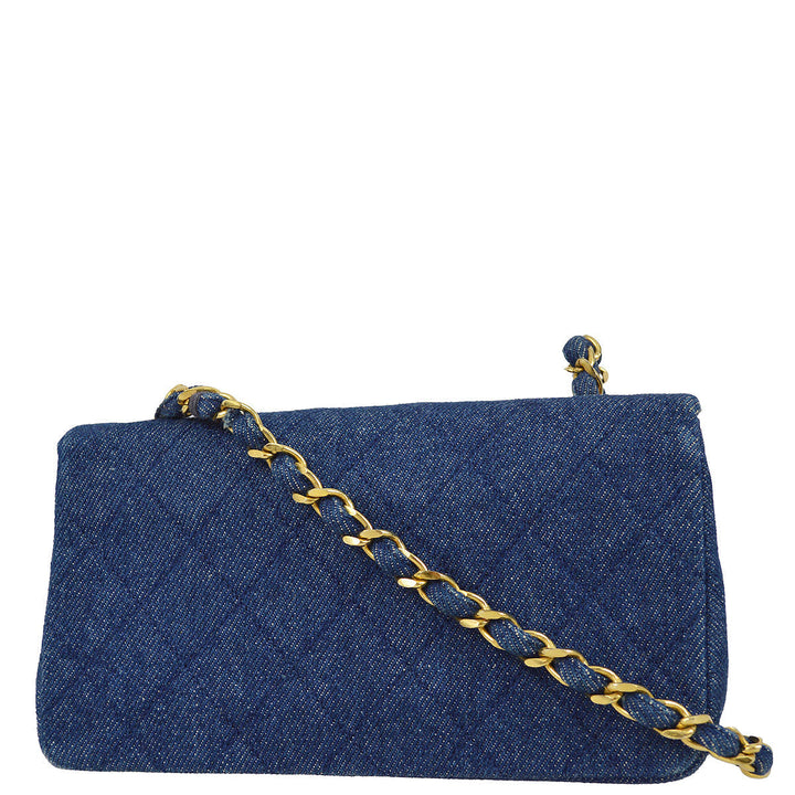 Top Quality Chanel * 1989-1999 Denim Turnlock Mini Full Flap Bag