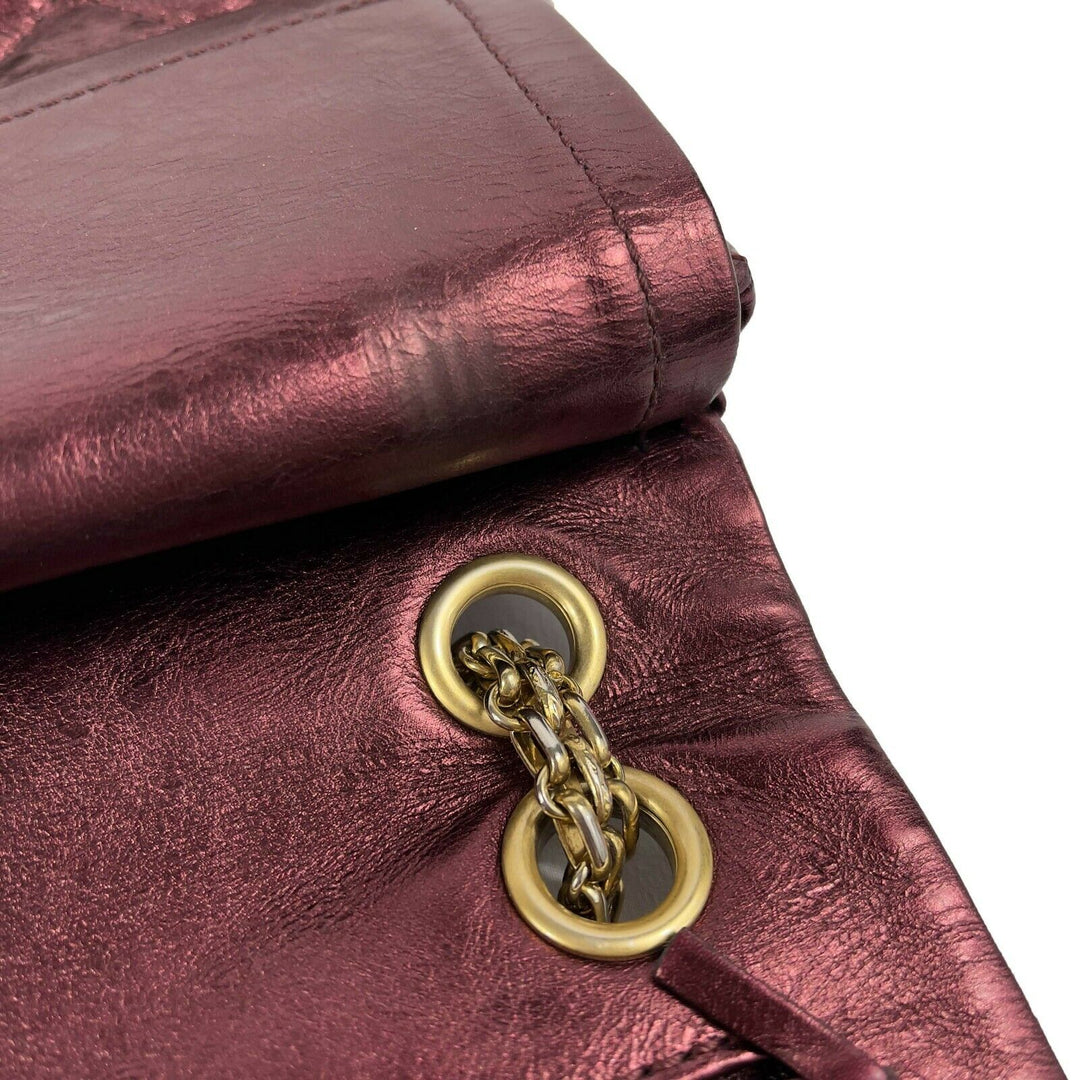 Chanel - Metallic Quilted Calfskin 2.55 Reissue 227 Double New - Maroon