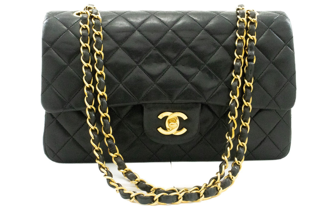 Top Quality Chanel Classic Double New 10" Chain Shoulder Bag Black Lambskin