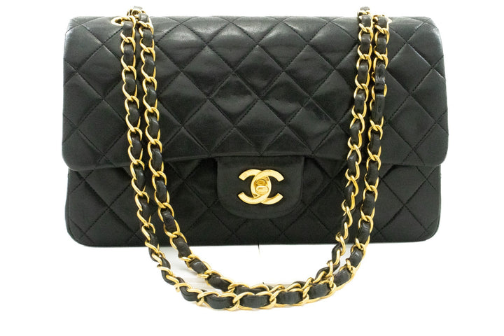Top Quality Chanel Classic Double New 10" Chain Shoulder Bag Black Lambskin