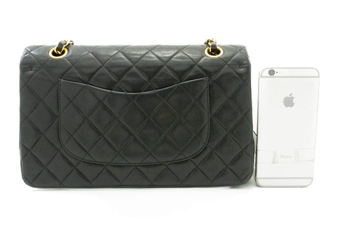 Top Quality Chanel Classic Double New 10" Chain Shoulder Bag Black Lambskin