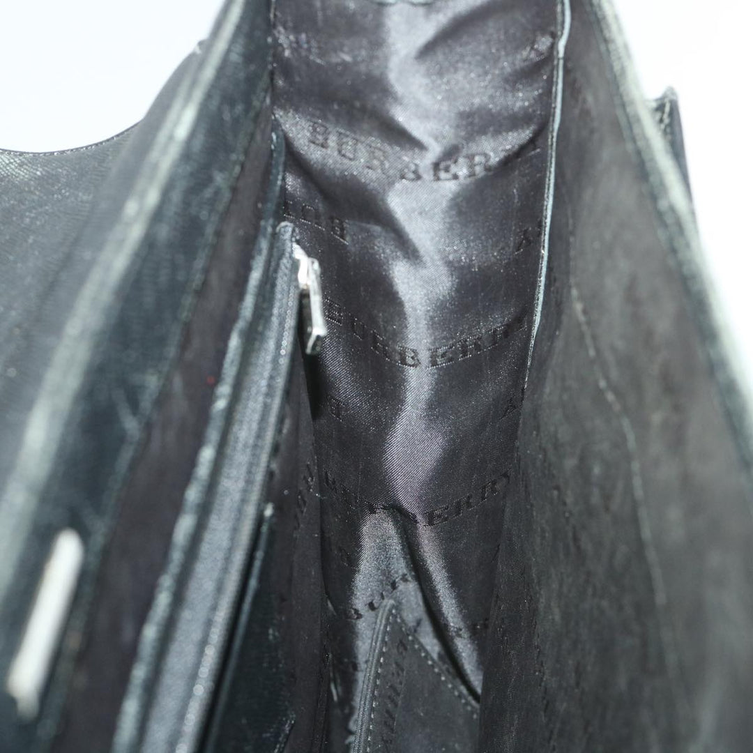 BURBERRY Briefcase Leather Black Auth 58915