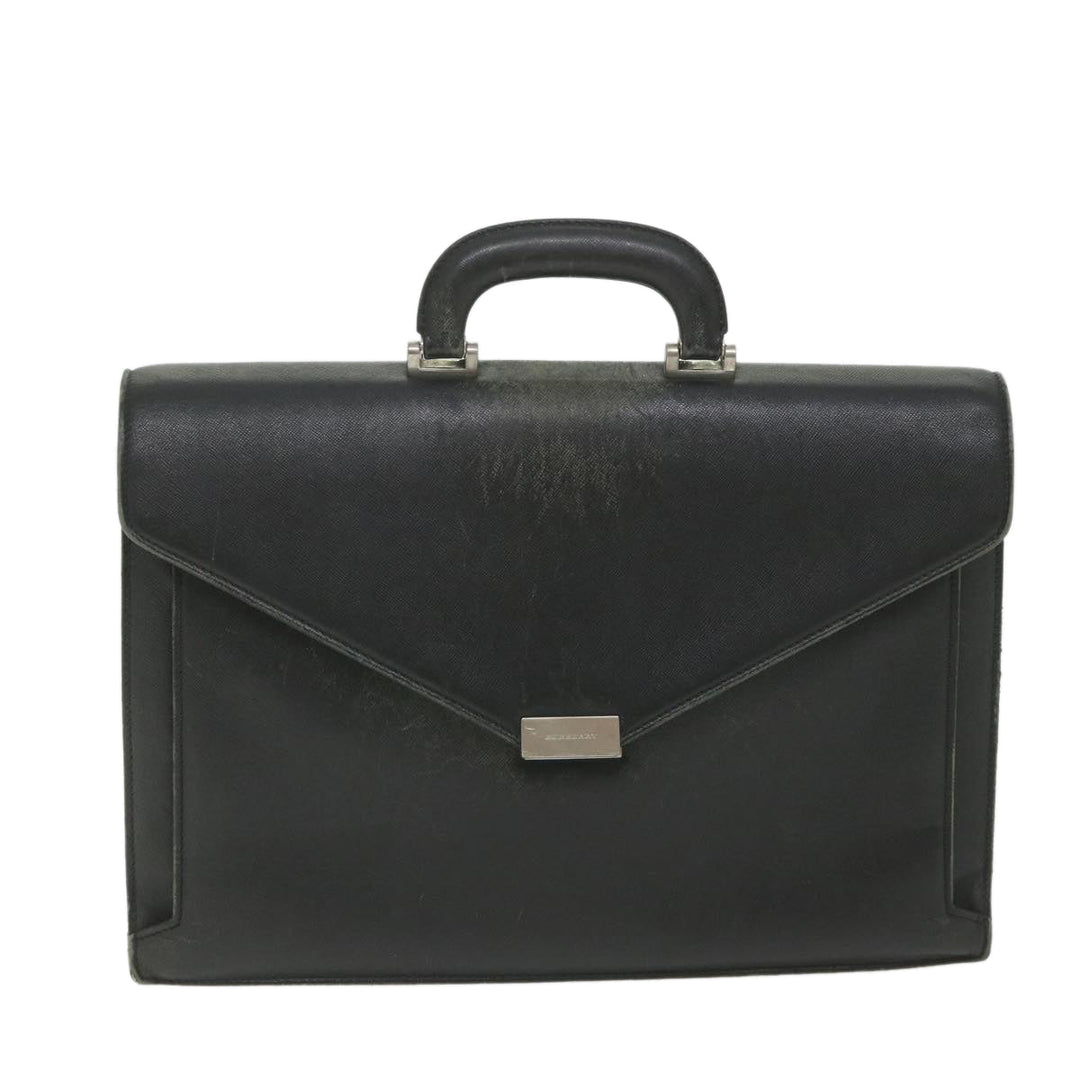 BURBERRY Briefcase Leather Black Auth 58915