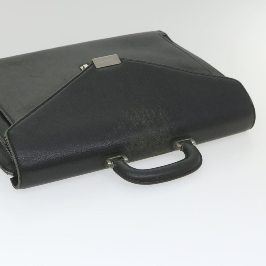 BURBERRY Briefcase Leather Black Auth 58915