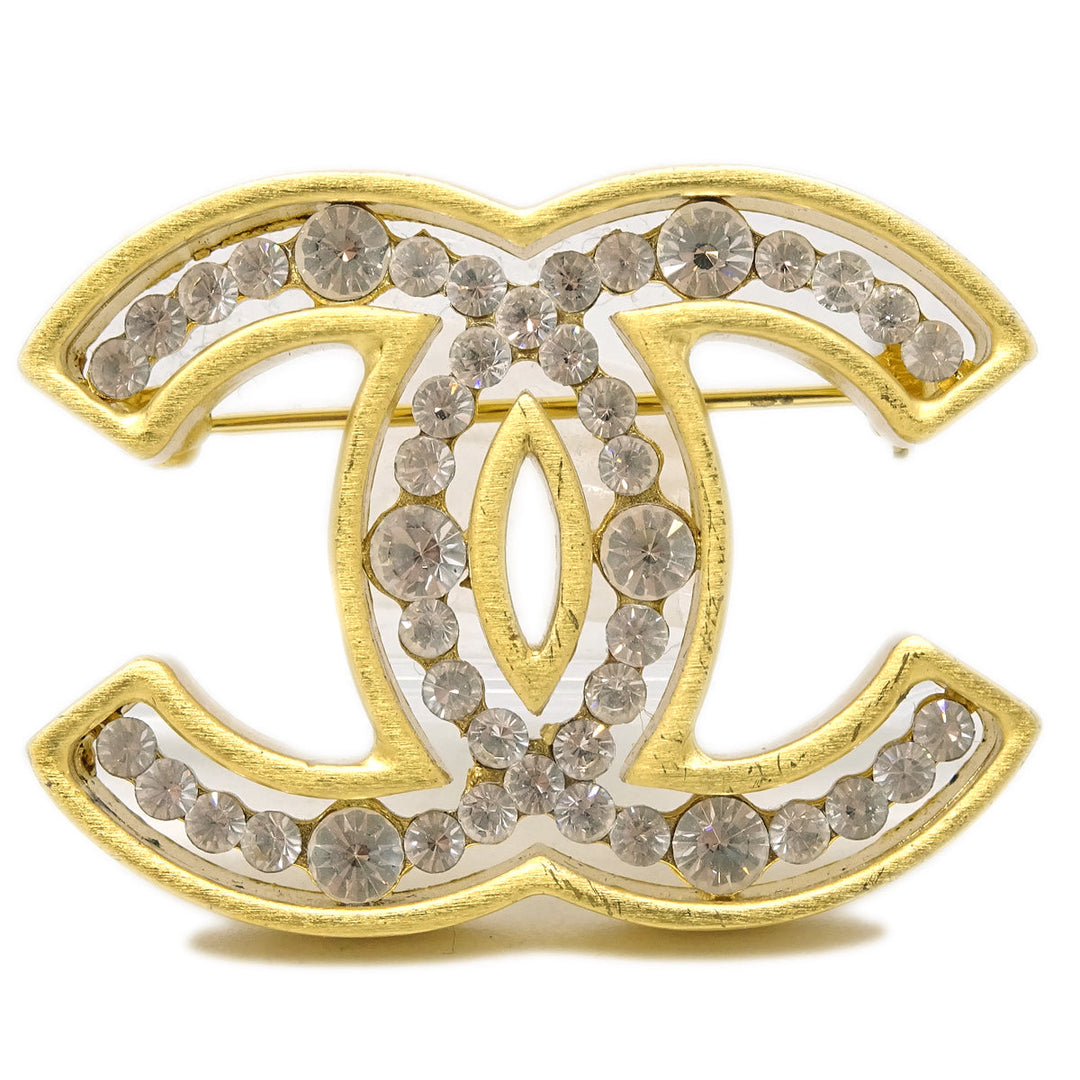 Top Quality Chanel CC Brooch Pin Rhinestone Gold 02A