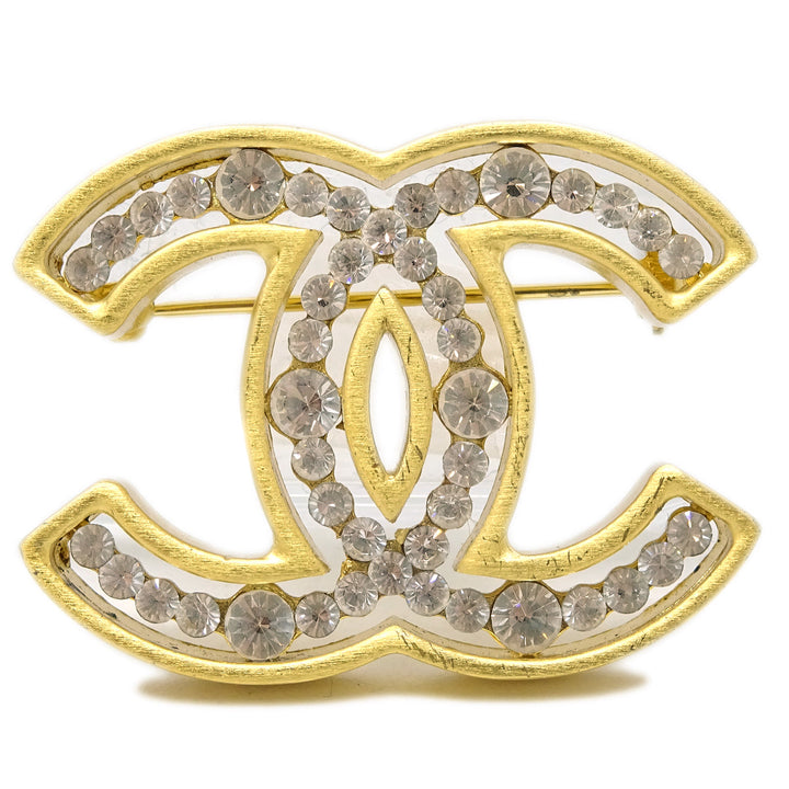 Top Quality Chanel CC Brooch Pin Rhinestone Gold 02A