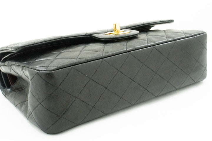 Top Quality Chanel Classic Double New 10" Chain Shoulder Bag Black Lambskin