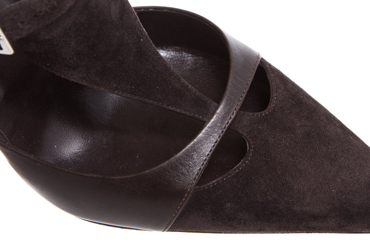 Roger Vivier Brown Suede Leather Heels SZ 8