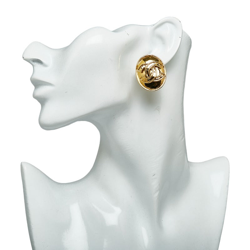 Top Quality Chanel Vintage Cocomark Oval Earring Gold  Ladies Chanel